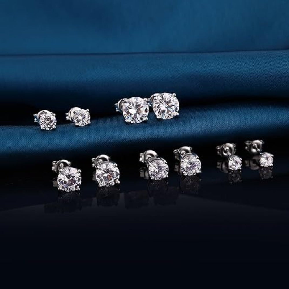 Stud Earrings for Women - Moissanite 925 Sterling Silver D Color VVS1 Round Cut 1CT 2CT 3CT 4CT - product detail view 8