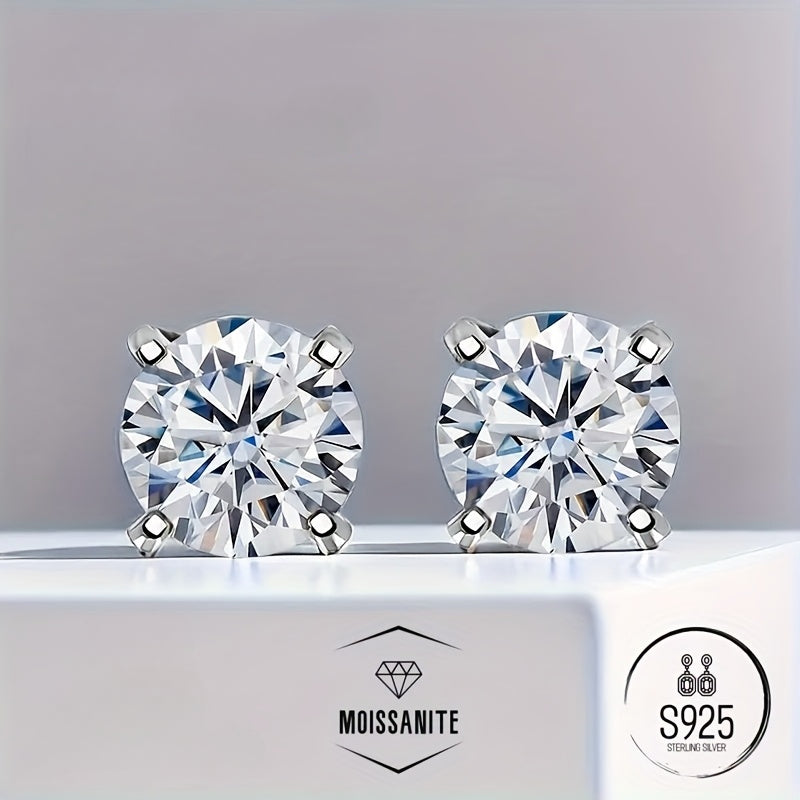 Stud Earrings for Women - Moissanite D Color VVS1 Brilliant Round Cut S925 Sterling Silver Men 0.5CT - product detail view 13