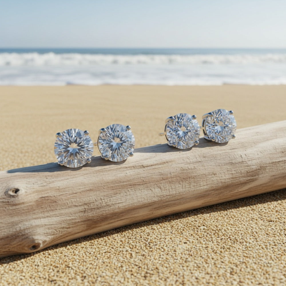 Stud Earrings for Women - Set 12 Pairs 925 Silver Plated Zircon Simple for Men Everyday Wear - product detail view 6