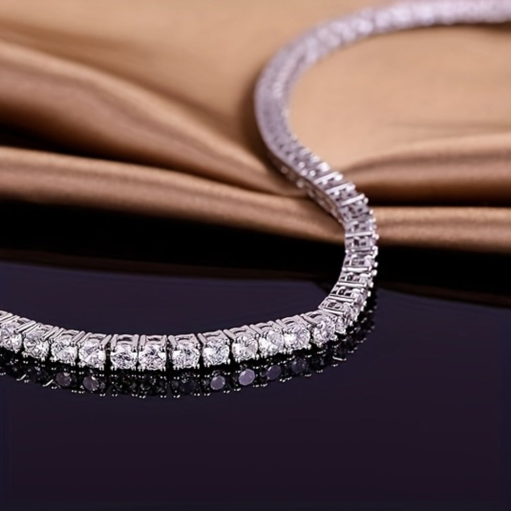 Tennis Bracelet - Moissanite 925 Sterling Silver 5mm Brilliant Cut Full Row CZ Diamond - product detail view 10