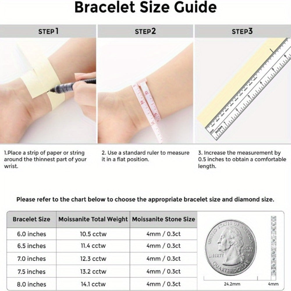 Tennis Bracelet - Moissanite 925 Sterling Silver Round Cut Lab Simulated Diamond, Safety - product detail view 7