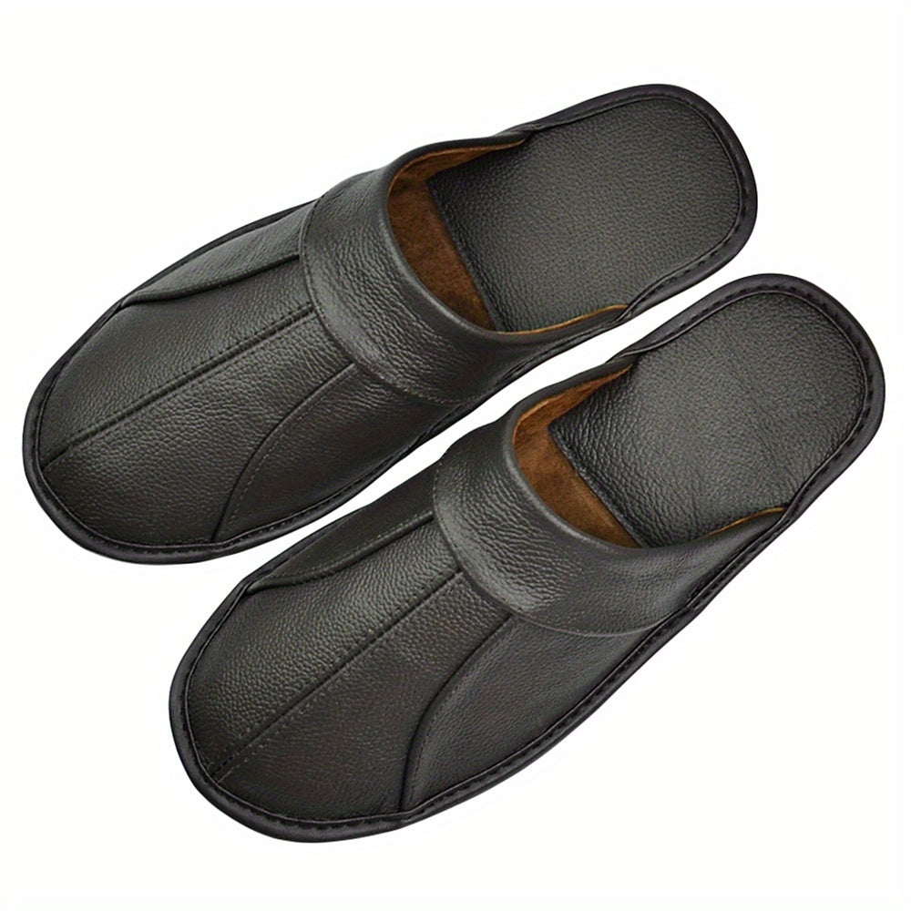 Unisex Slippers - Non-Slip Sole – Black Leather – view 6