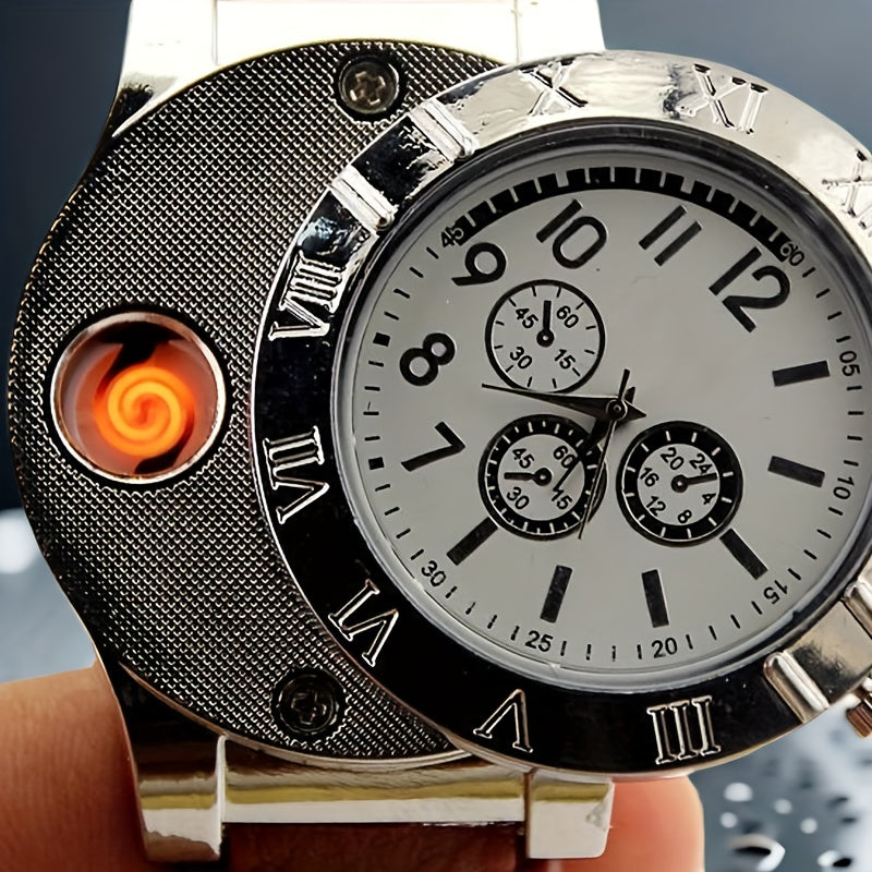Watches - USB Lighter Watch for Men Windproof Flameless Electric Cigarette & Cigar - product detail view 4
