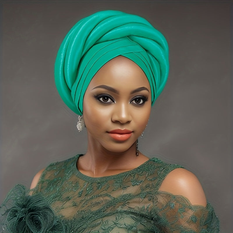 Wedding Hat - Nigerian for Women - 100% Polyester Sponge Turban with Elasticity, Button - product detail view 26