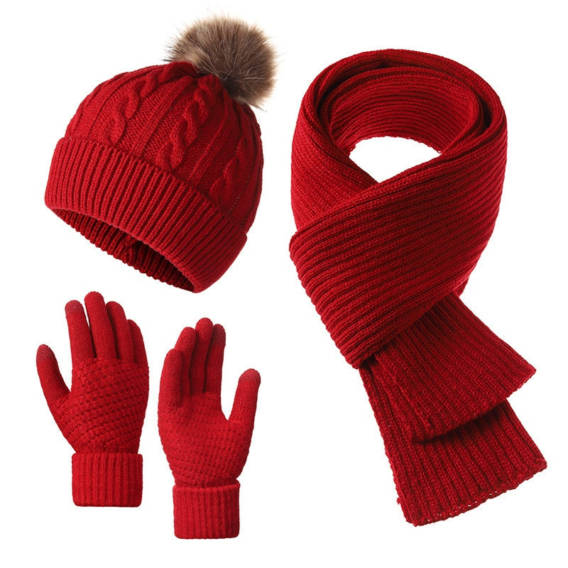 Winter Accessories Set - Hat Scarf and Gloves 3-Piece - Warm Cozy Matching Cold Weather , Unisex - product detail view 28