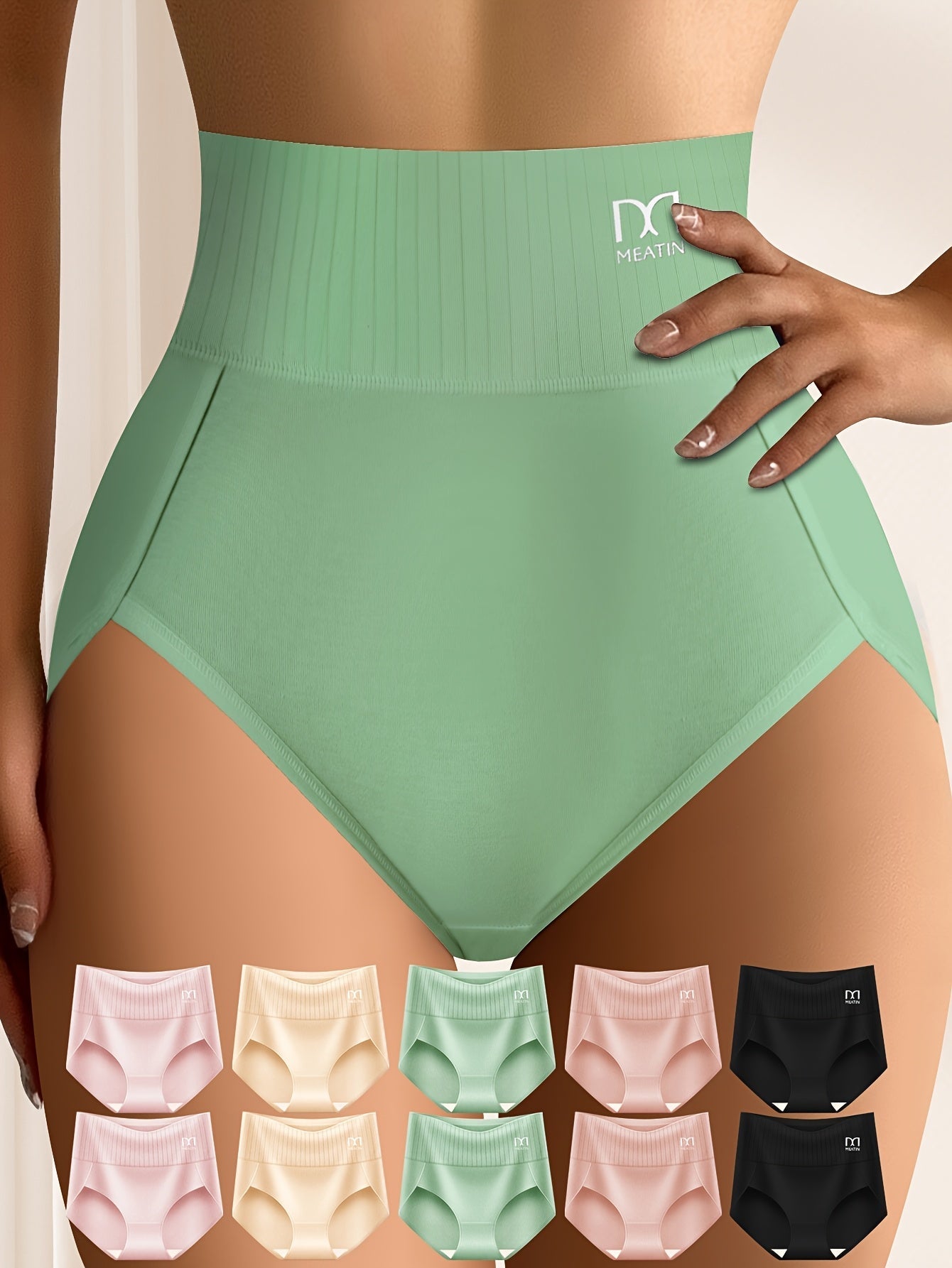 Women's 10-Pack High-Waist Briefs - Striped Everyday Comfort - Mixed colors – view 18