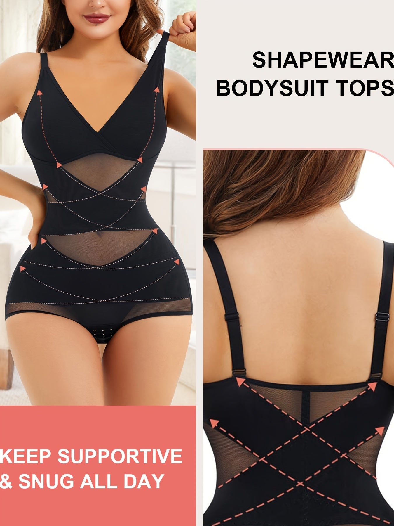 Women’s 2-Pack Shapewear Bodysuit - Tummy Control Support – Black – view 8