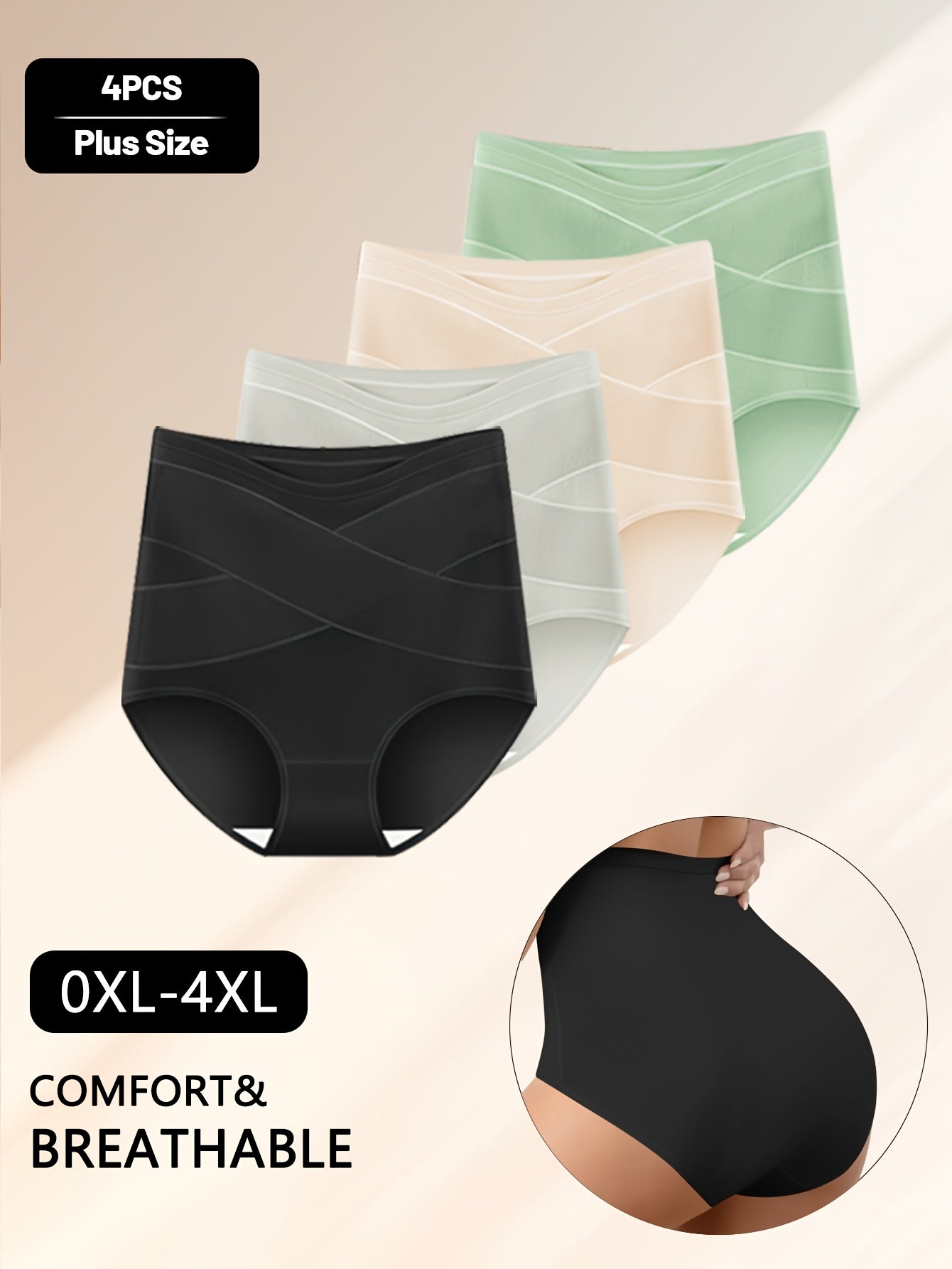 Women's 4-Pack High-Waist Briefs - Soft Plus Size Daily Comfort Mixed Color โ view 10