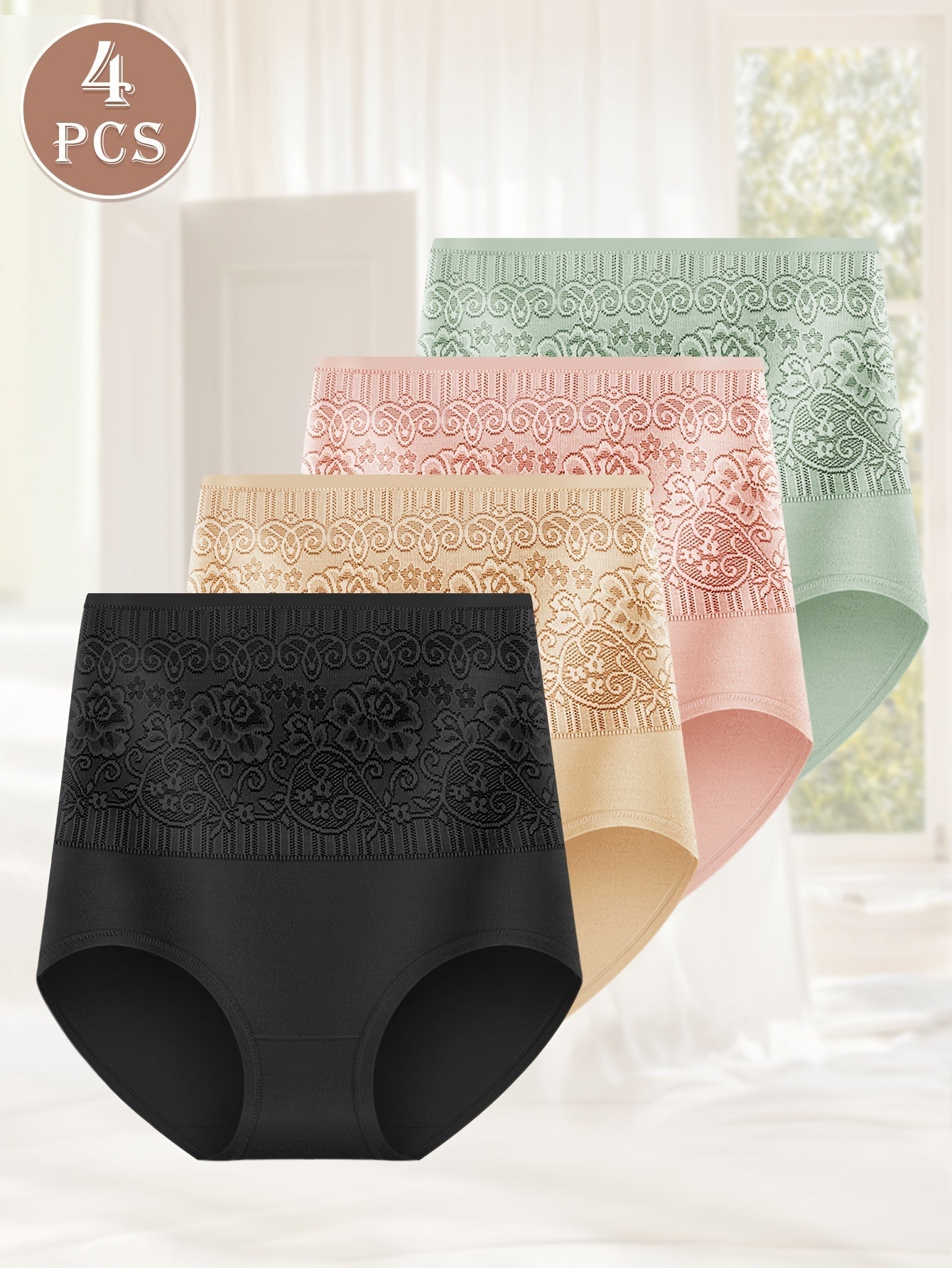 Women’s 4-Pack High-Waist Shapewear Briefs - Tummy Control Support – Mixed colors Lace – view 8
