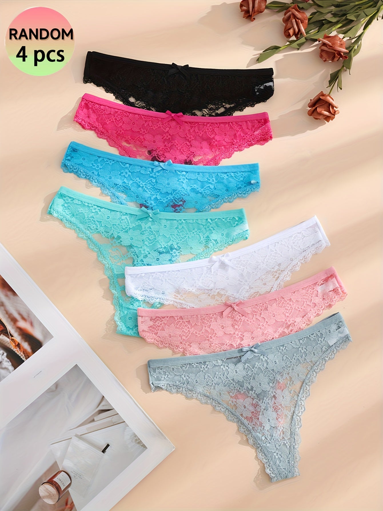 Women's 4-Pack Thongs - Lace Everyday Comfort – view 9