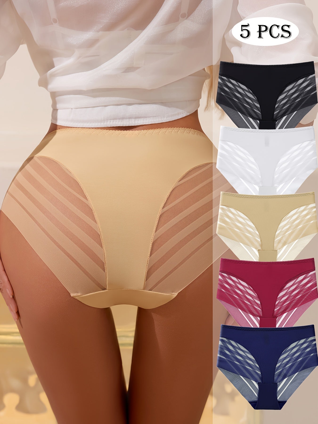 Women's 5-Pack Mid-Rise Seamless Briefs - Lace Daily Comfort detail view