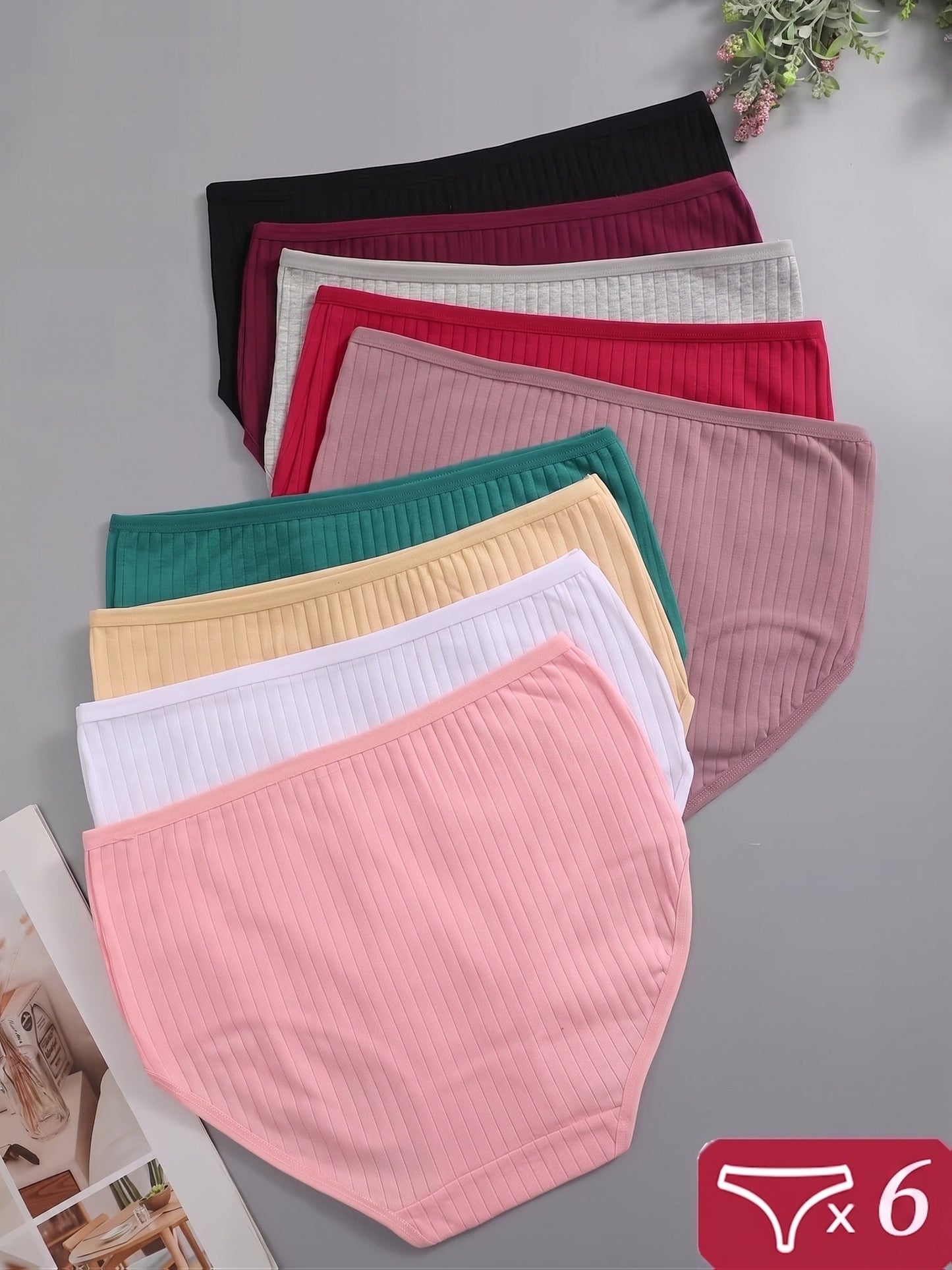Women's 6-Pack High-Waist Briefs - Ribbed Daily Comfort – view 14