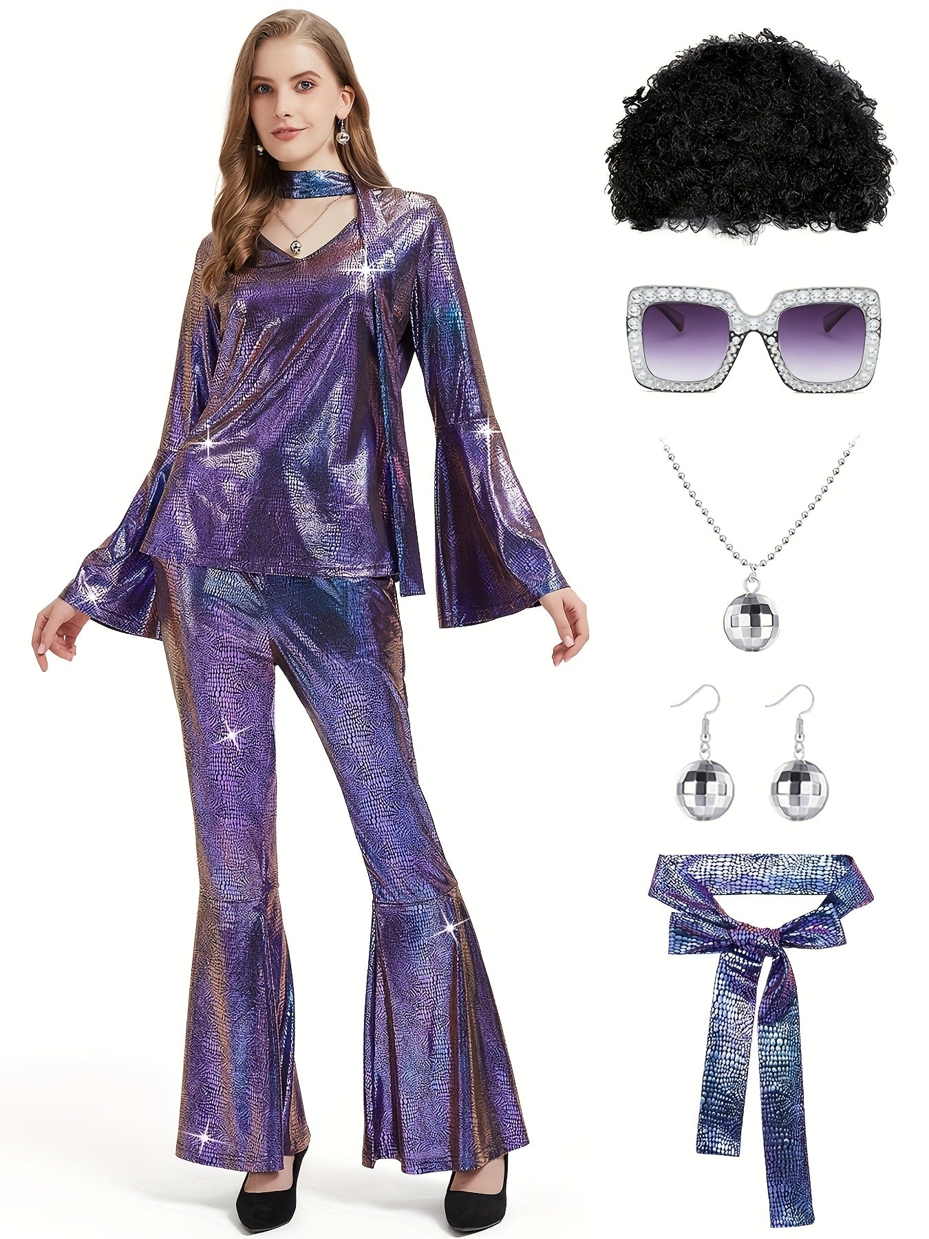 Women's 7-Piece Retro Costume Set - Disco Rock Style – view 10
