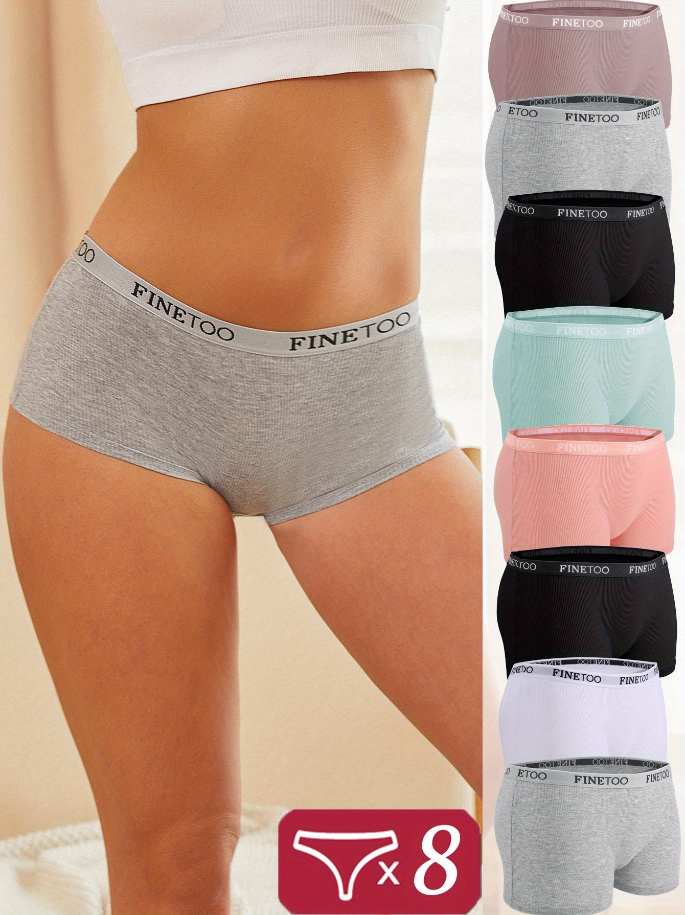 Women's 8-Pack Mid-Rise Seamless Boyshorts - Solid Color Daily Comfort – view 2