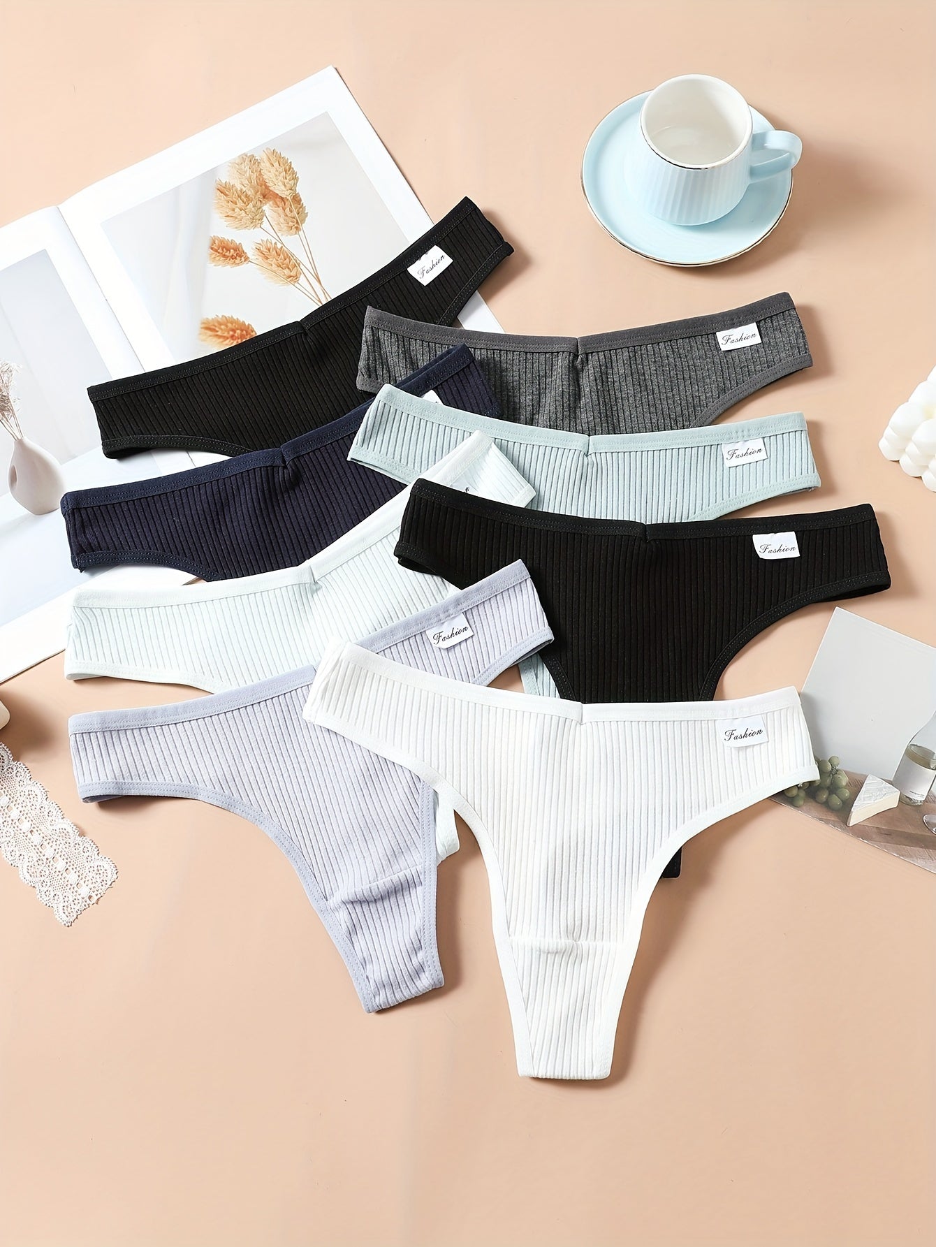 Women's 8-Pack Thongs - Ribbed Everyday Comfort – view 10