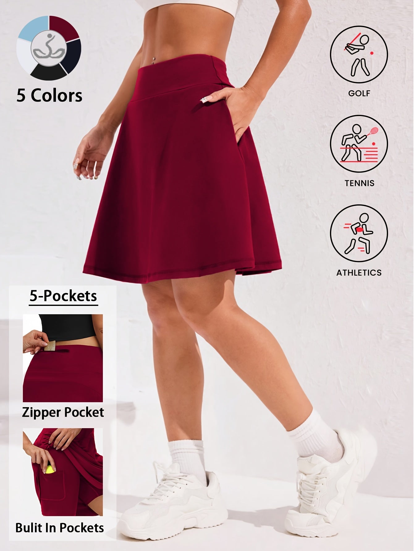 Women's Active Midi Skort - High-Waist Pocket Detail detail view