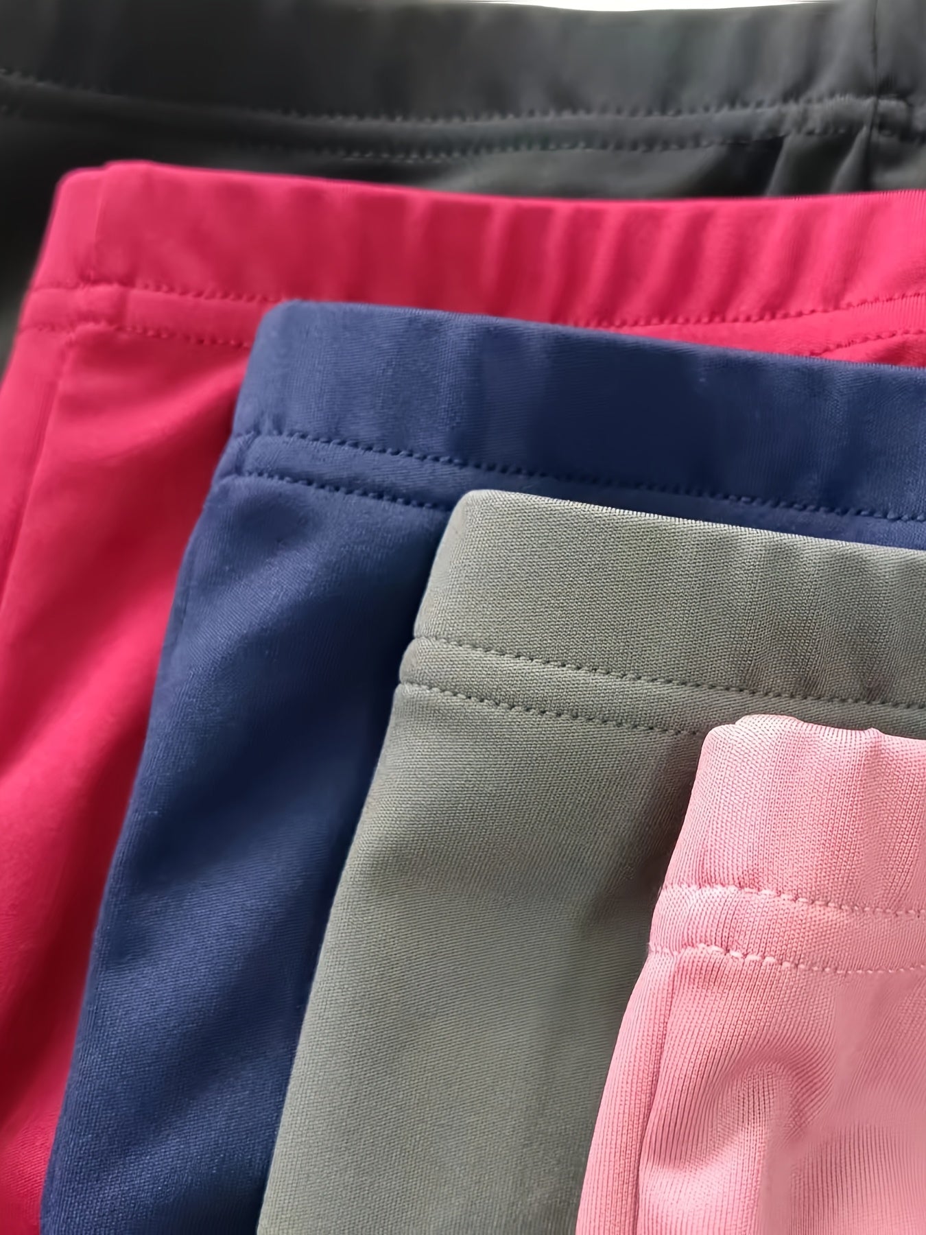 Women's Capri Leggings - High-Waist Fit – Black & Burgundy & Navy & Gray & Raspberry detail view