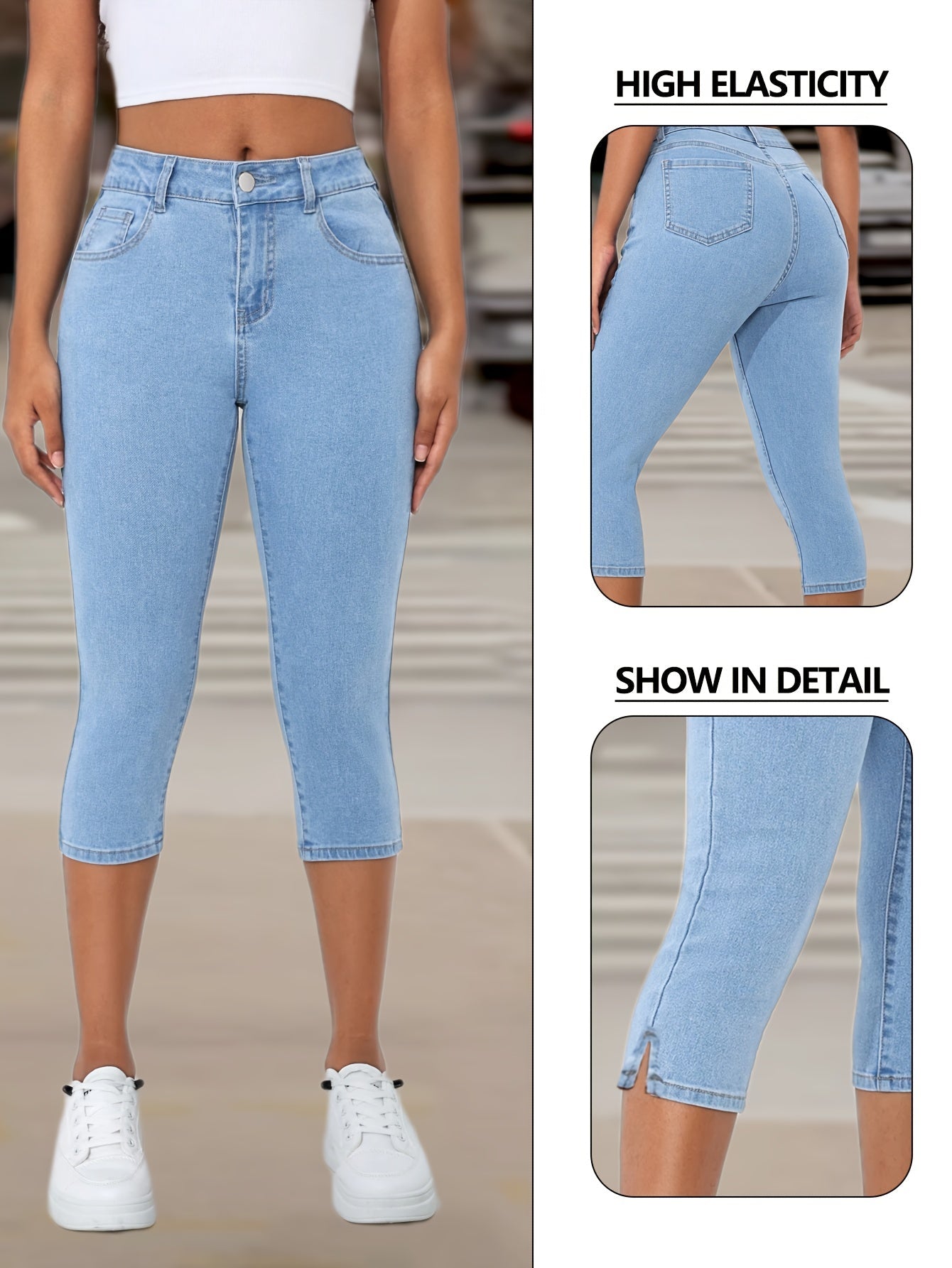 Women's Capri Pants - High Waist Flared Fit detail view