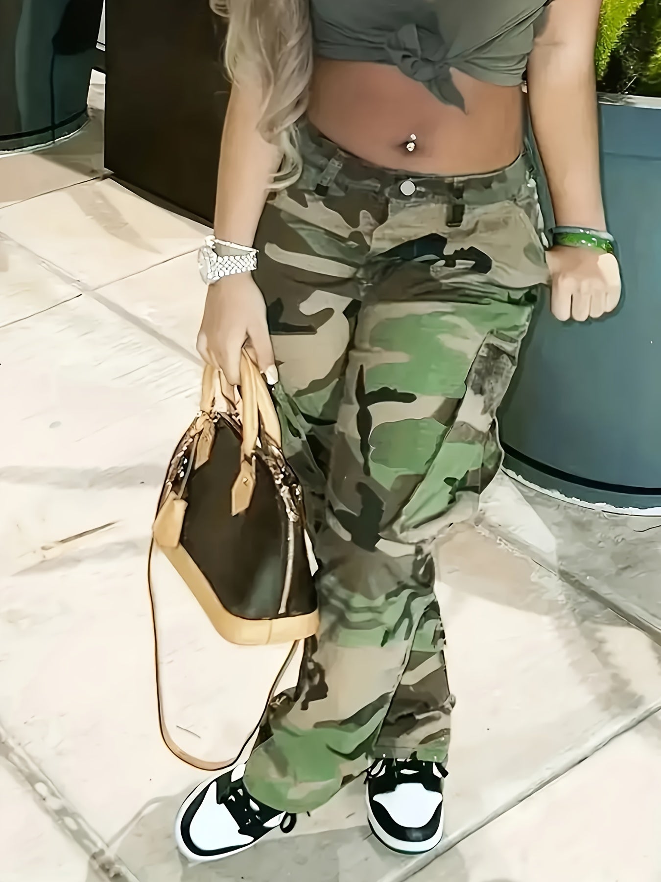 Women's Cargo Pants - High Waist Wide leg 74 detail view