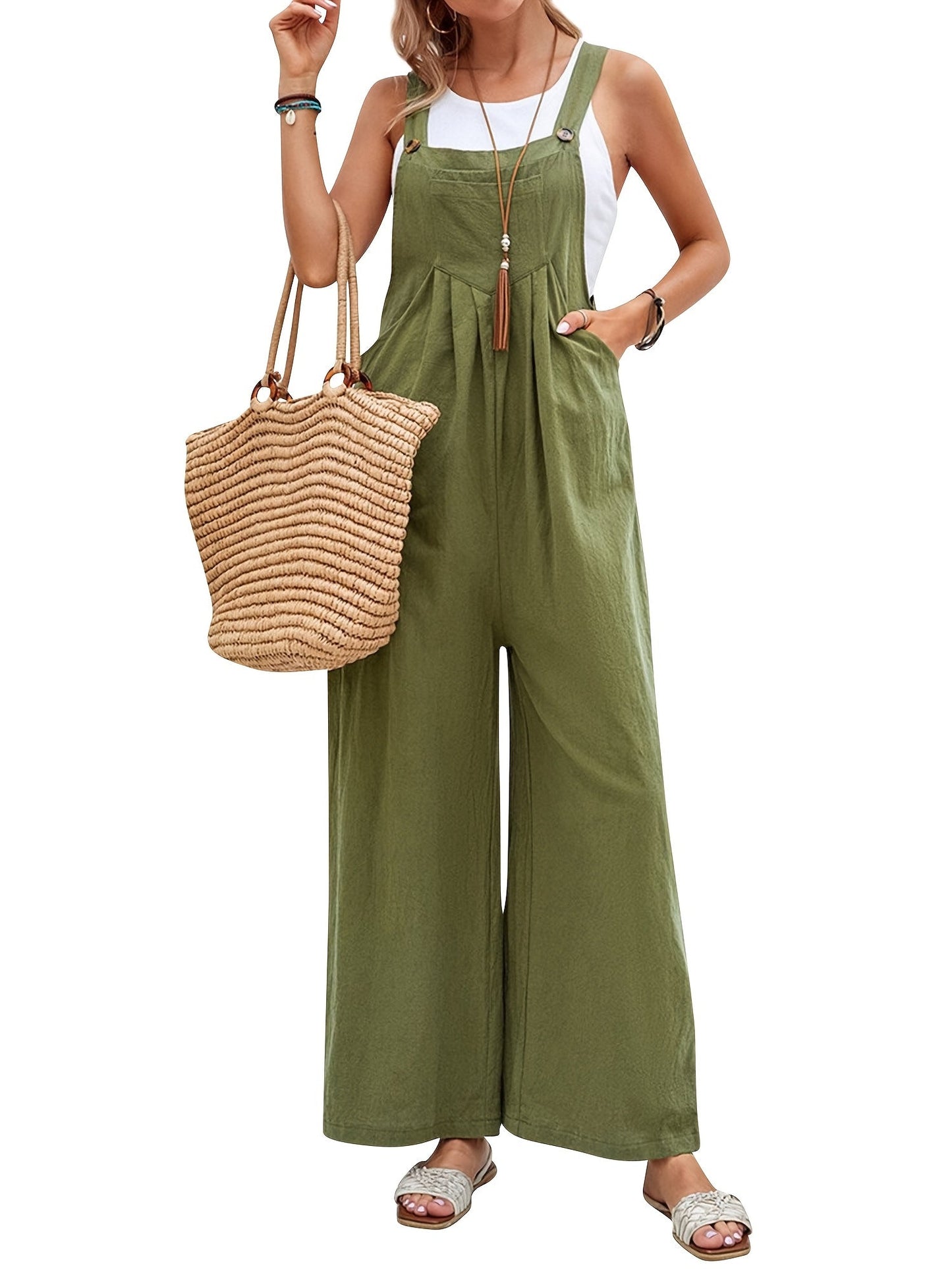 Women's Casual Overalls - Square Neck Full Length ā view 17