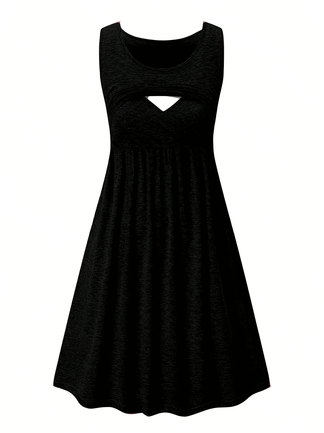 Women's Crimson A-Line Dress - Sleeveless detail view