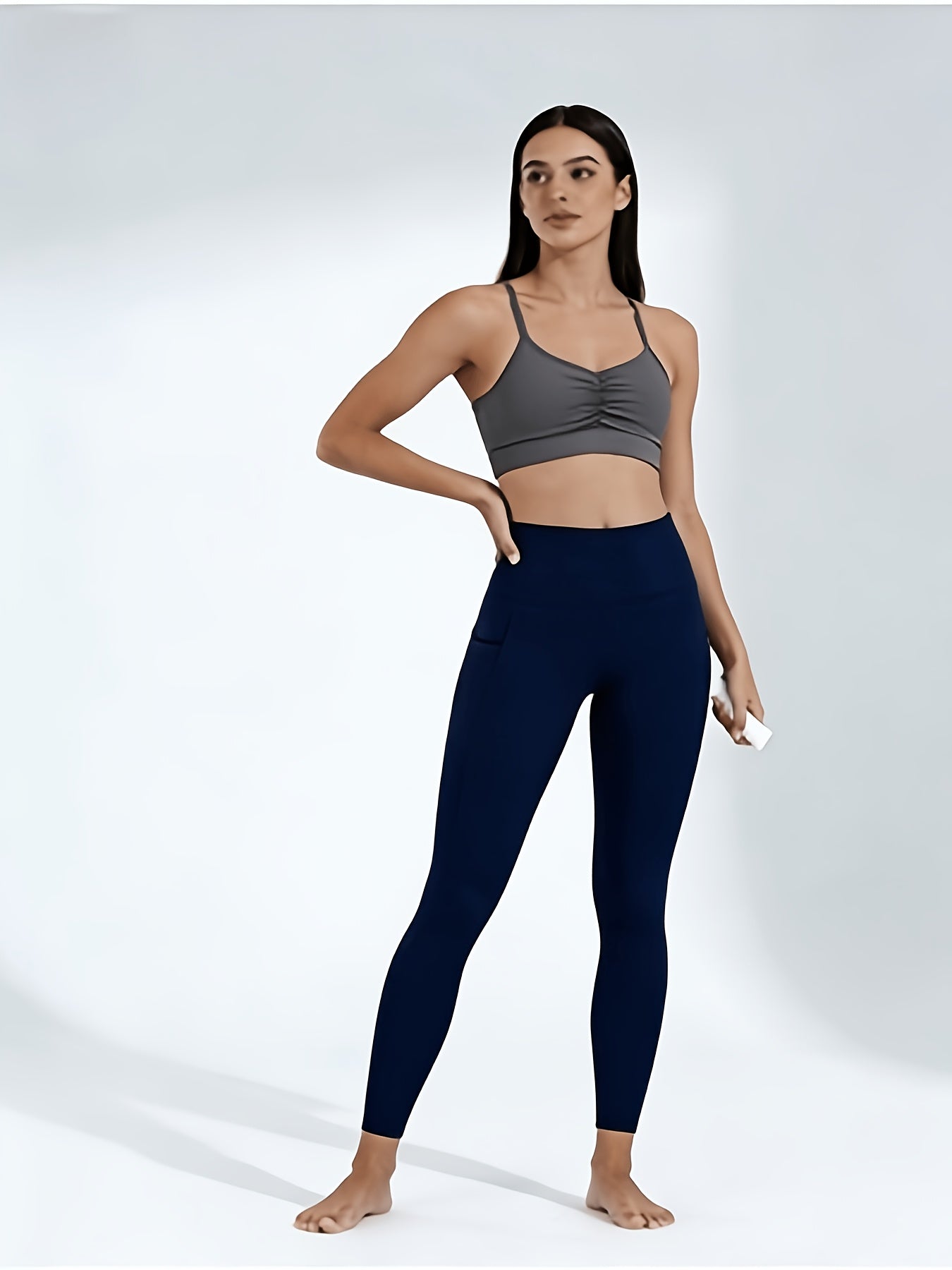 Women's Dark Gray Knit High-Waist Pants – view 8