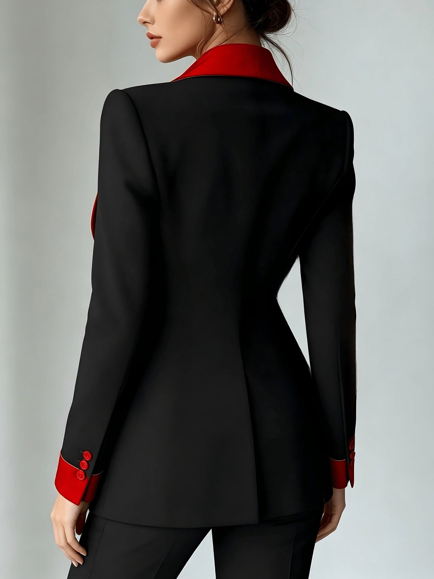 Women's Double-Breasted Blazer - Contrast Lapel Tailoring detail view