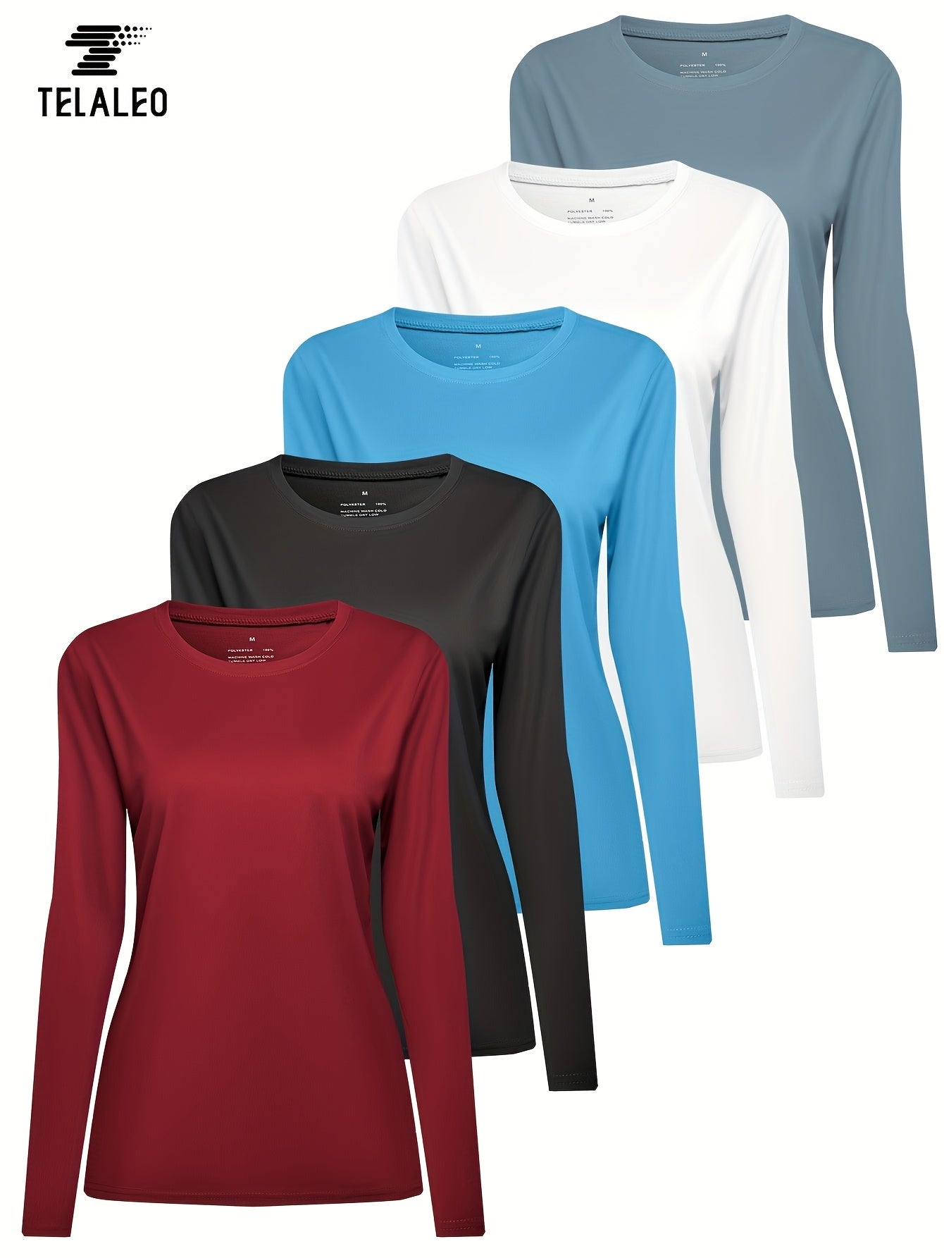 Women's Essential T-Shirt - 5-Pack Round Neck Long Sleeve detail view