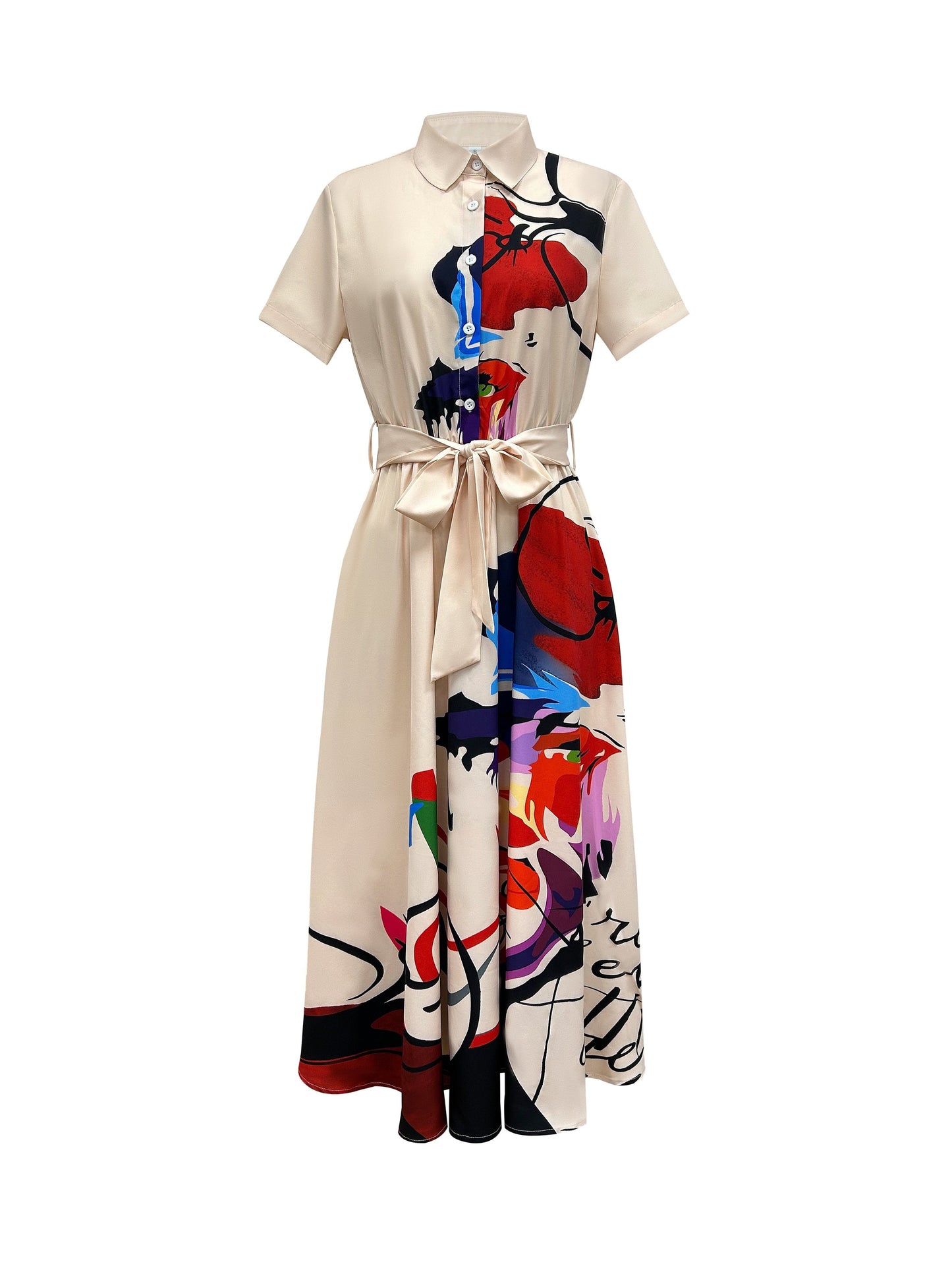 Women's Floral Collared Midi A-Line Dress - Button Front detail view
