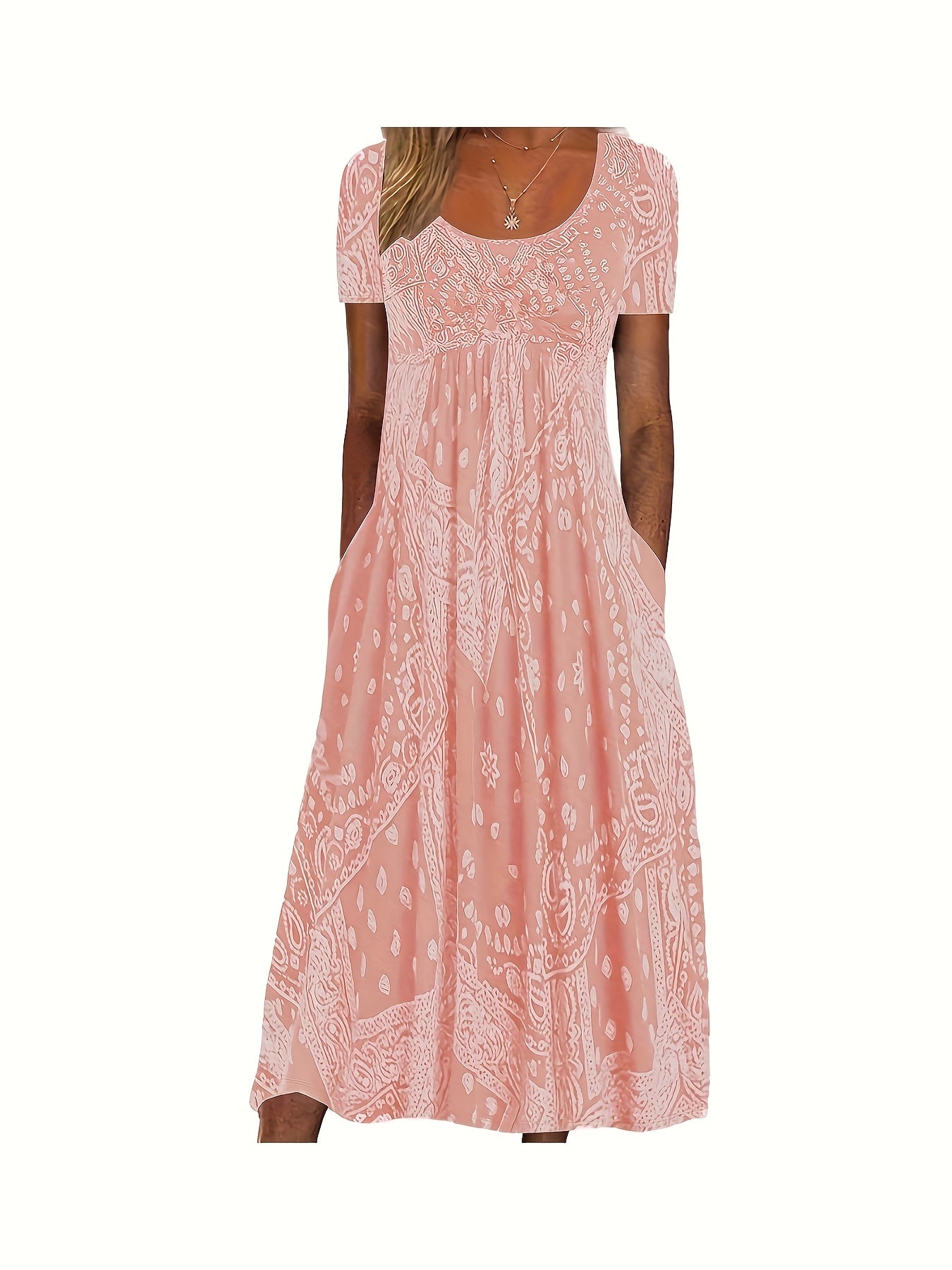 Women's Floral Maxi Vacation Dress - Pocket – view 6