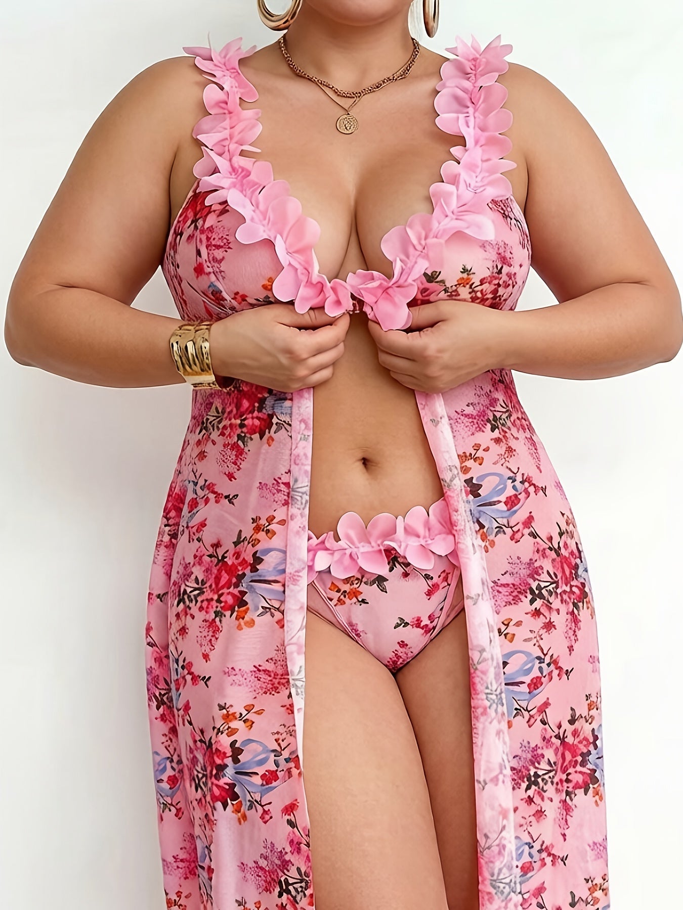 Women's Floral Nightgown - Floral Plus Size Comfort detail view