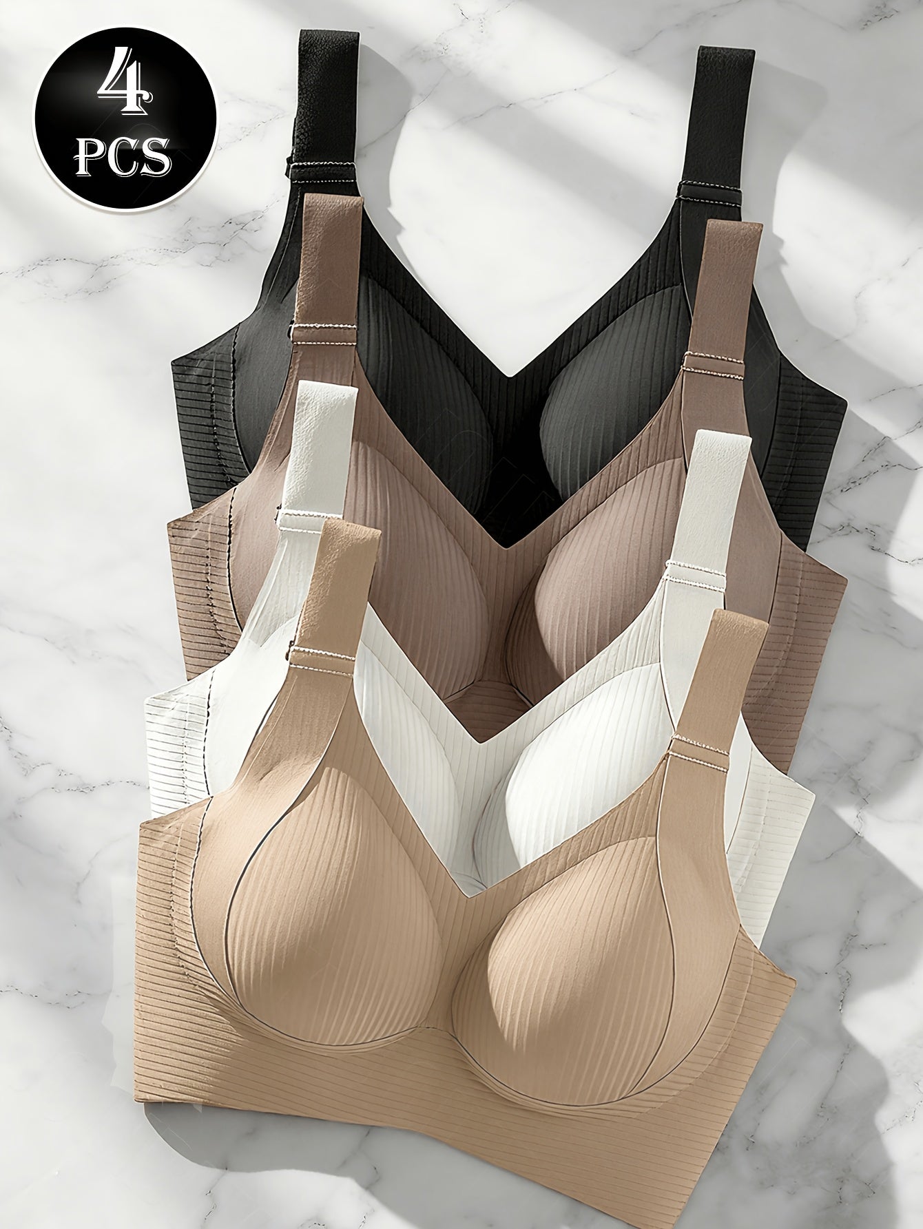 Women's Full-Coverage Soft Support Bra - 4-Pack Removable Pads, Medium Support – view 18
