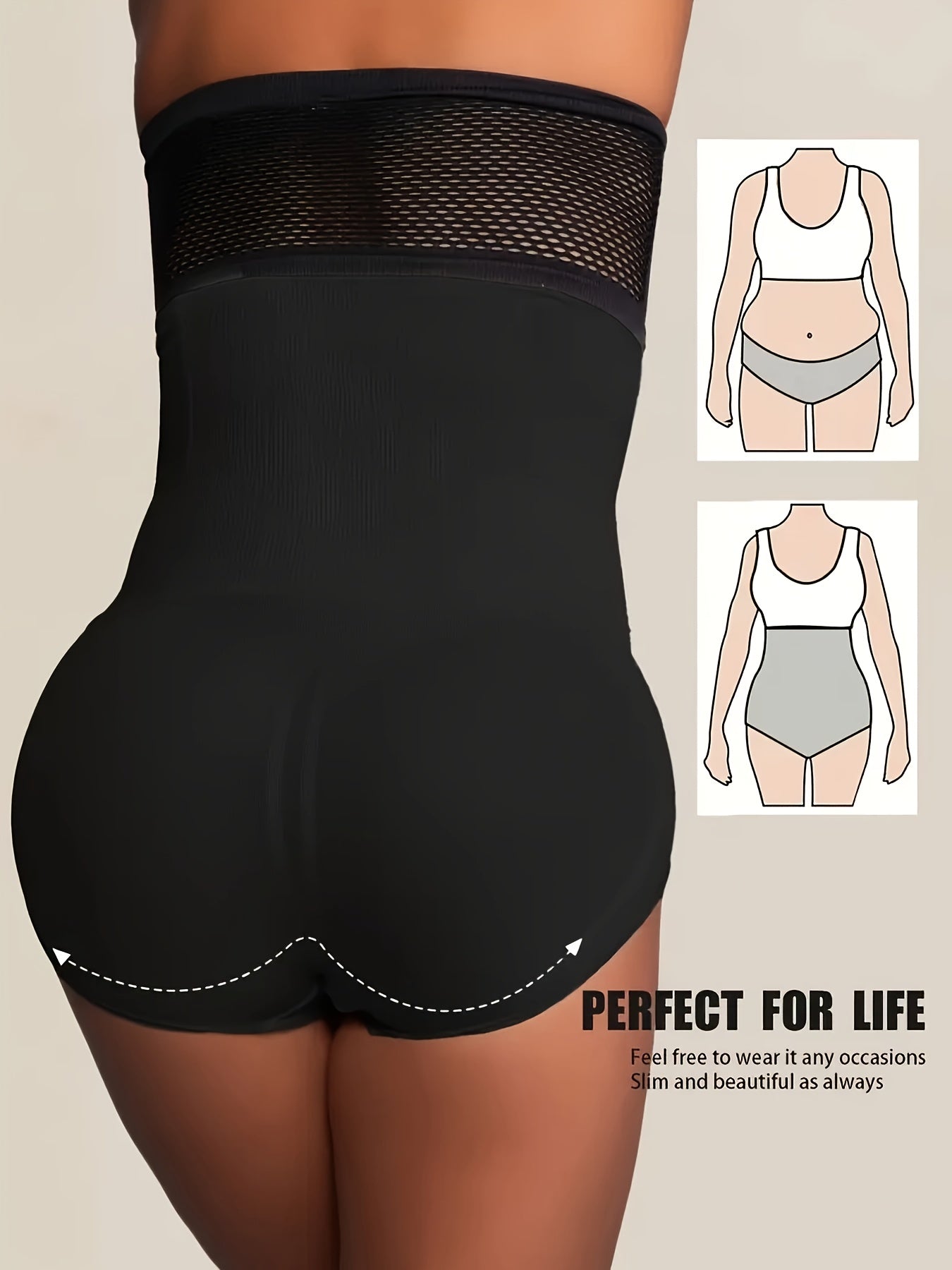 Women's High-Waist Shapewear Briefs - Butt Lift Plus Size Body – Light Beige Colorway 16005 – view 18