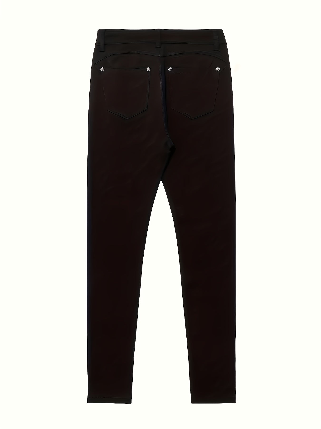 Women's High-Waist Skinny Jeans - Black Dark Wash Button Detail detail view
