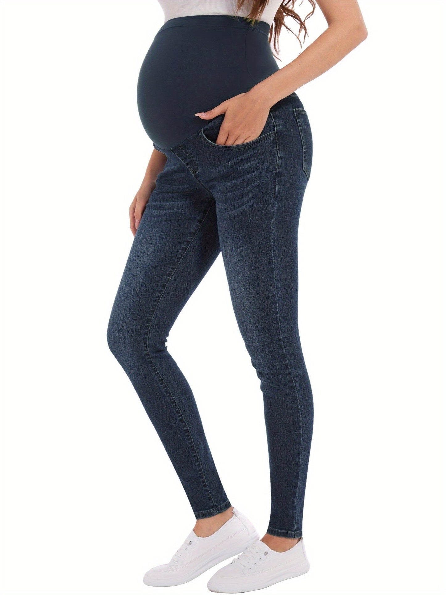 Women's High-Waist Skinny Jeans - Vintage Pocket Detail Stretch detail view