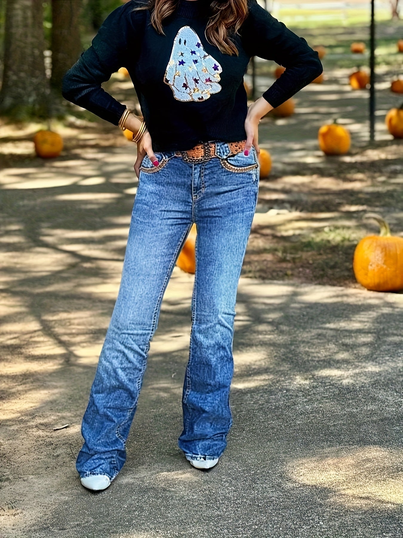 Women's Jeans - Vibrant Blue Stretch detail view
