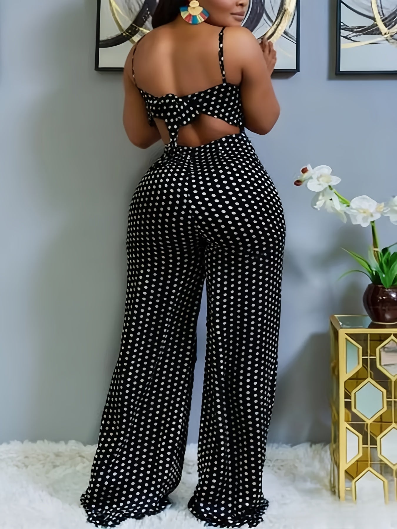 Women's Jumpsuit - Polka Dot Strapless detail view
