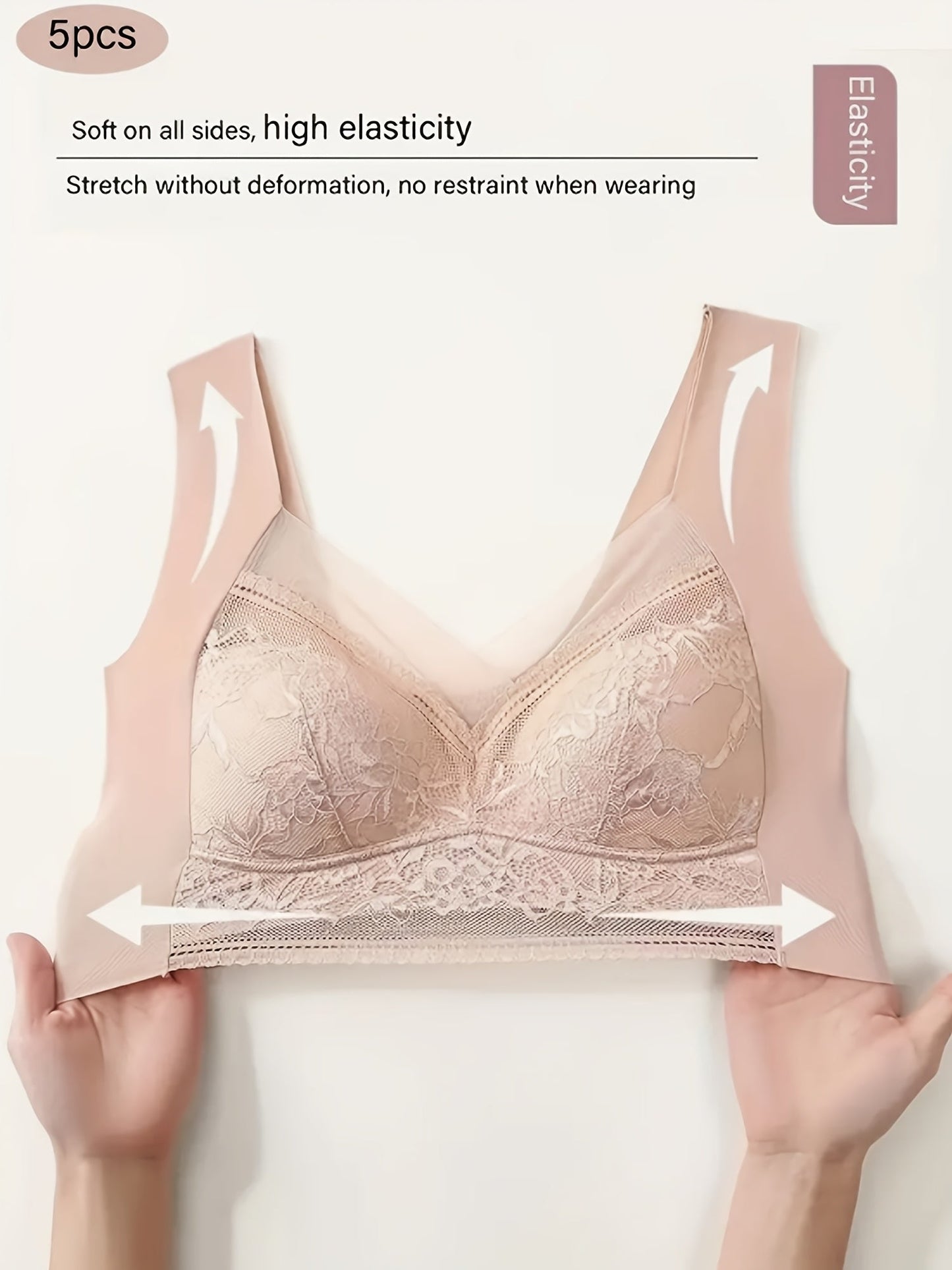 Women's Lace Bralette - 5-Pack Fixed Padding, Everyday Support – view 6
