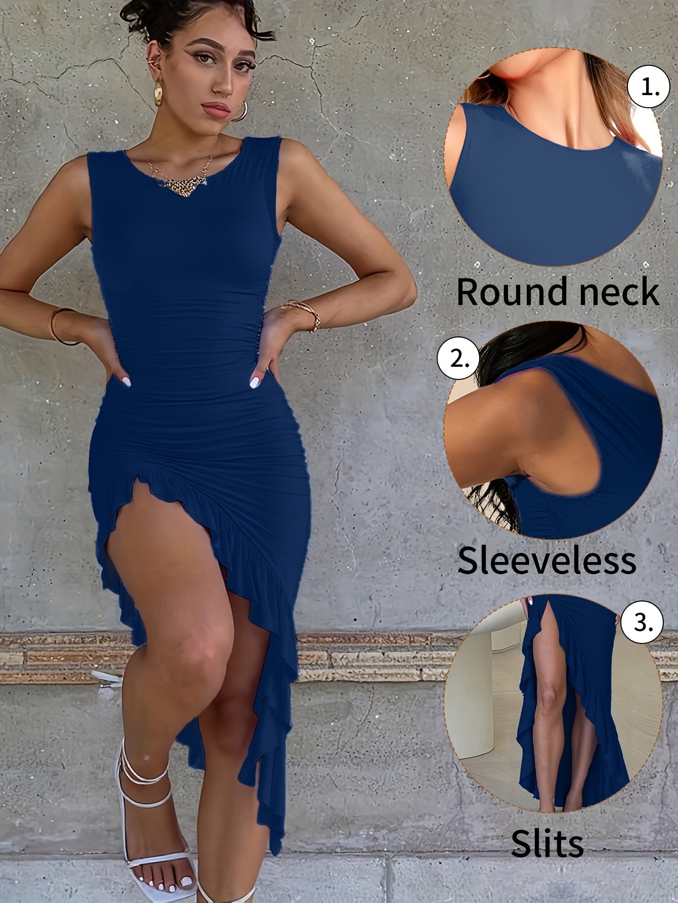 Women's Lace Crew Neck A-Line Dress – Sleeveless – Black option – view 5