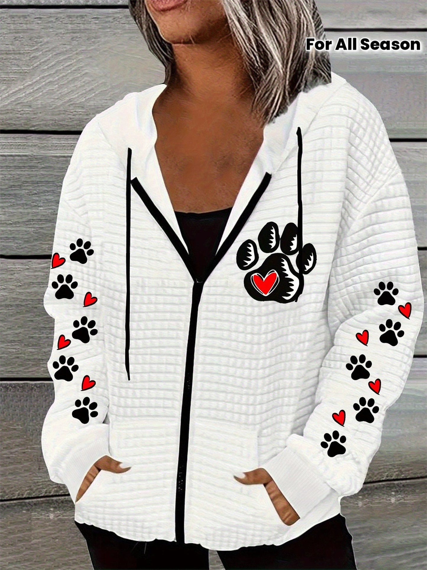 Women's Lightweight Graphic Zip-Up Hoodie detail view