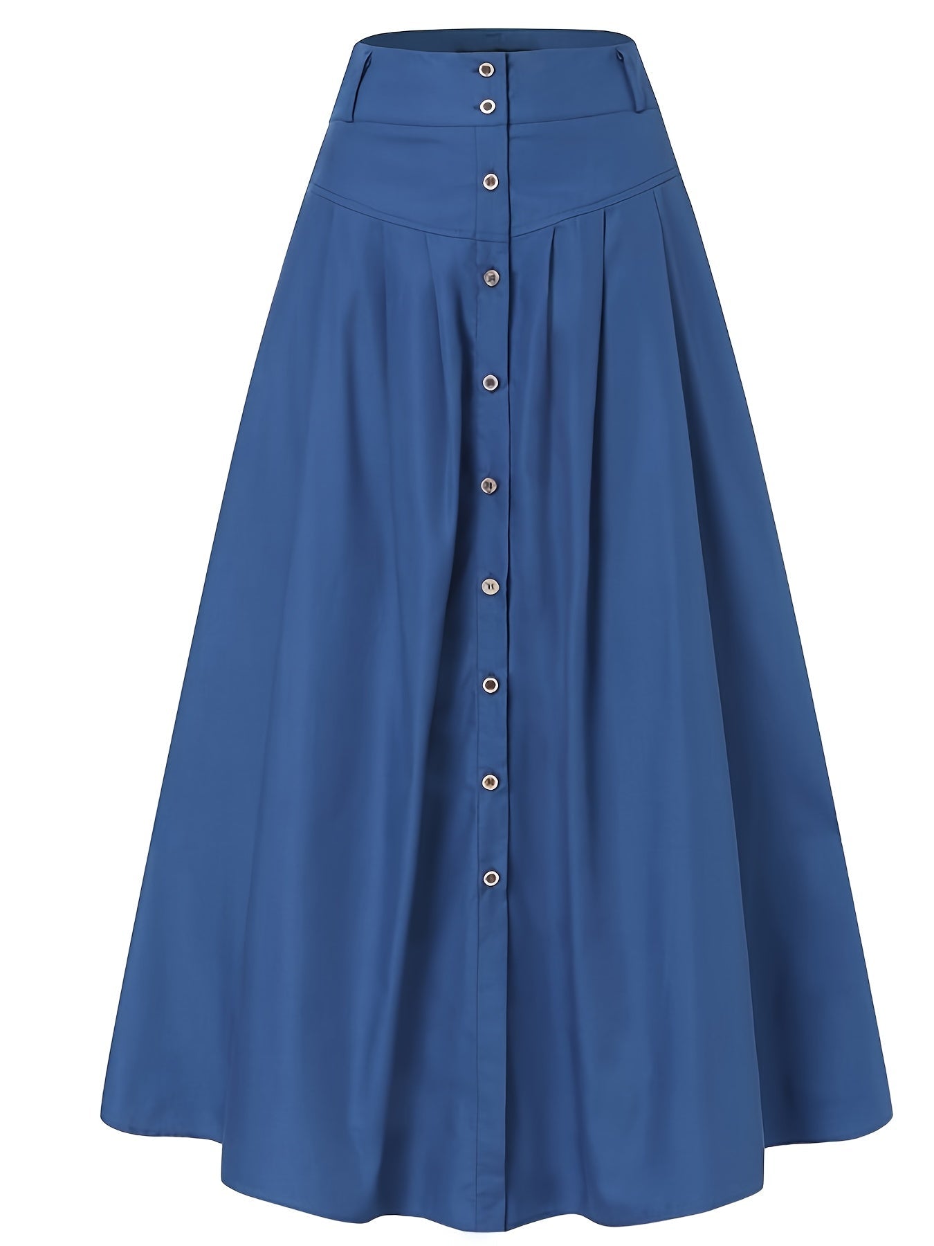Women's Maxi Denim Skirt - High-Waist Button Front detail view