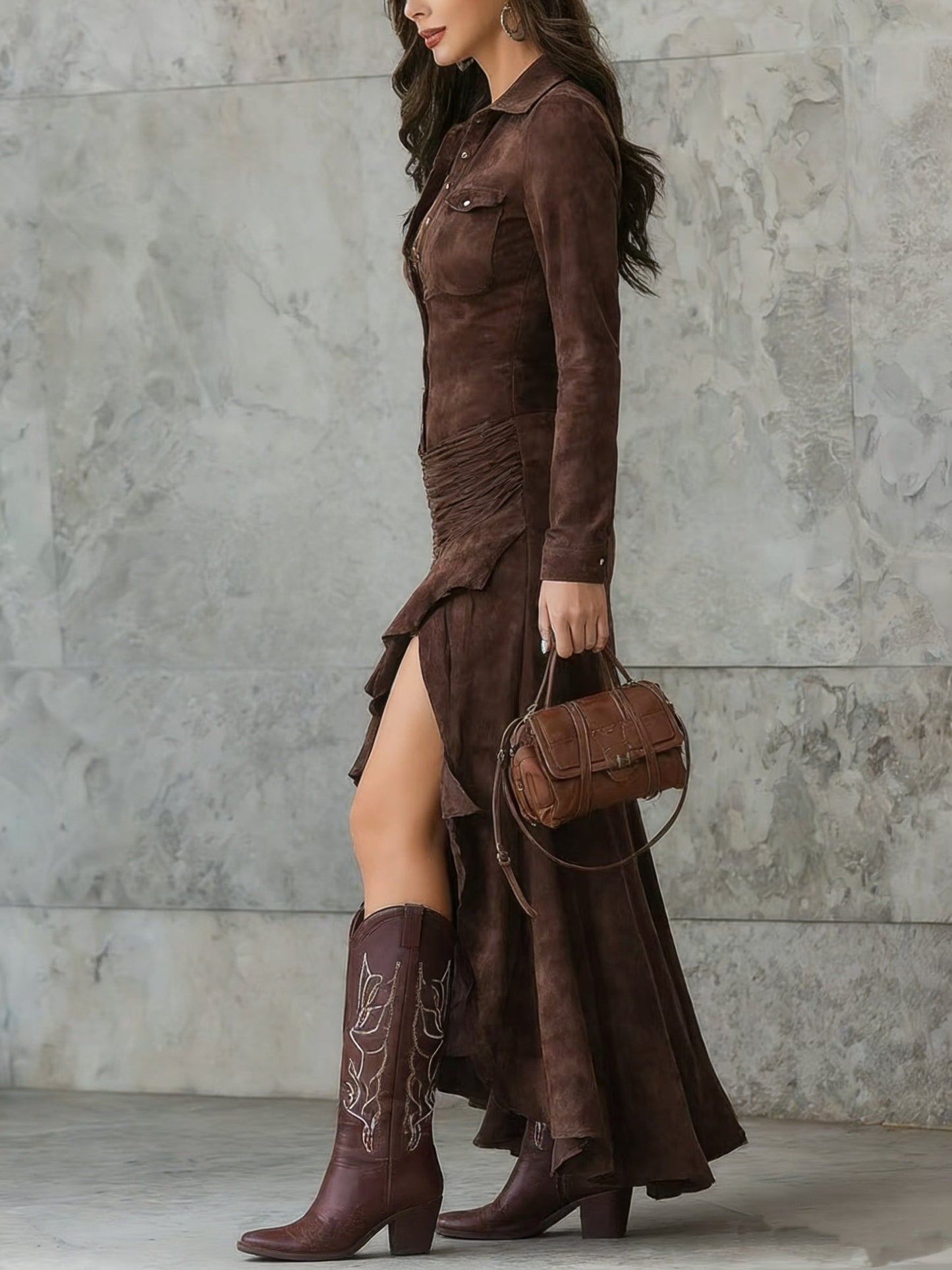 Women's Maxi Skirt - Ruffle Detail – view 6