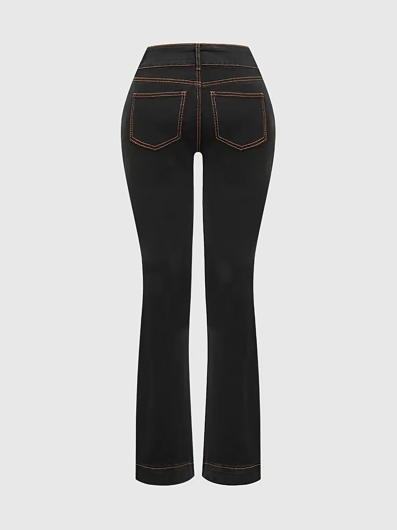 Women's Mid-Rise Jeans - Black Pocket Detail Stretch detail view