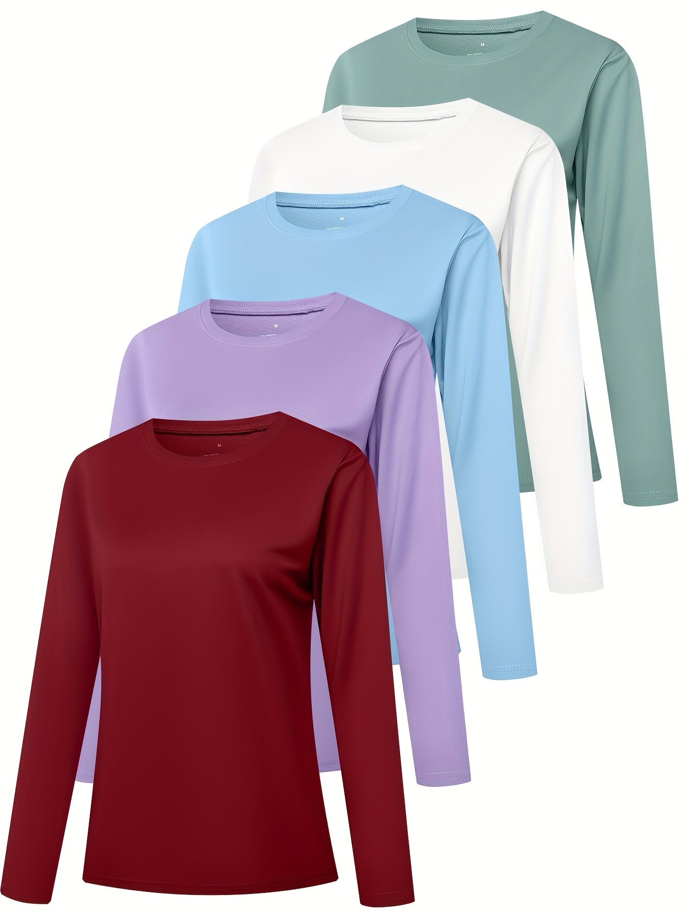 Women's Performance T-Shirt - 5-Pack Round Neck Long Sleeve – 3-Color Selection detail view
