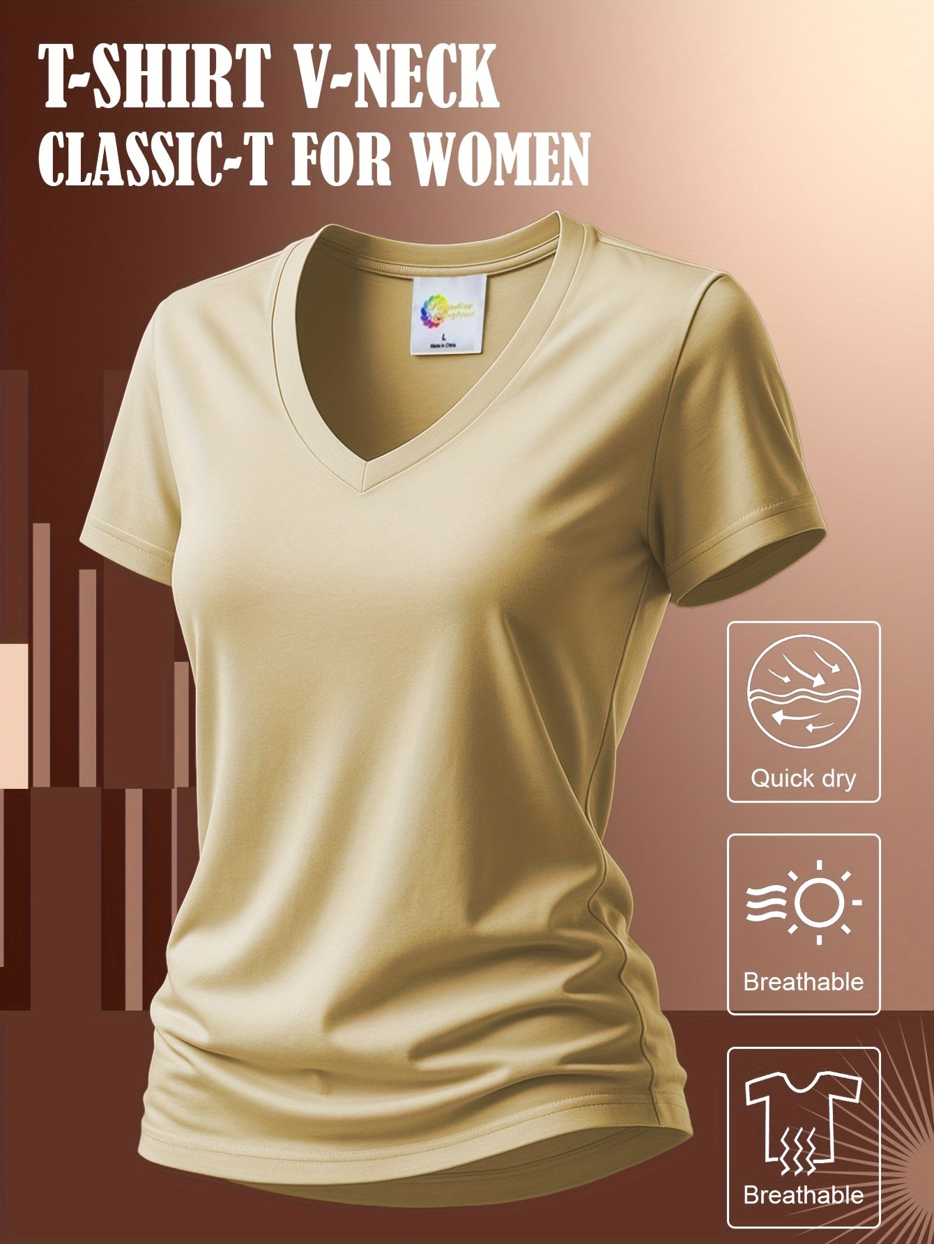 Women's Performance T-Shirt - V-Neck Short Sleeve detail view