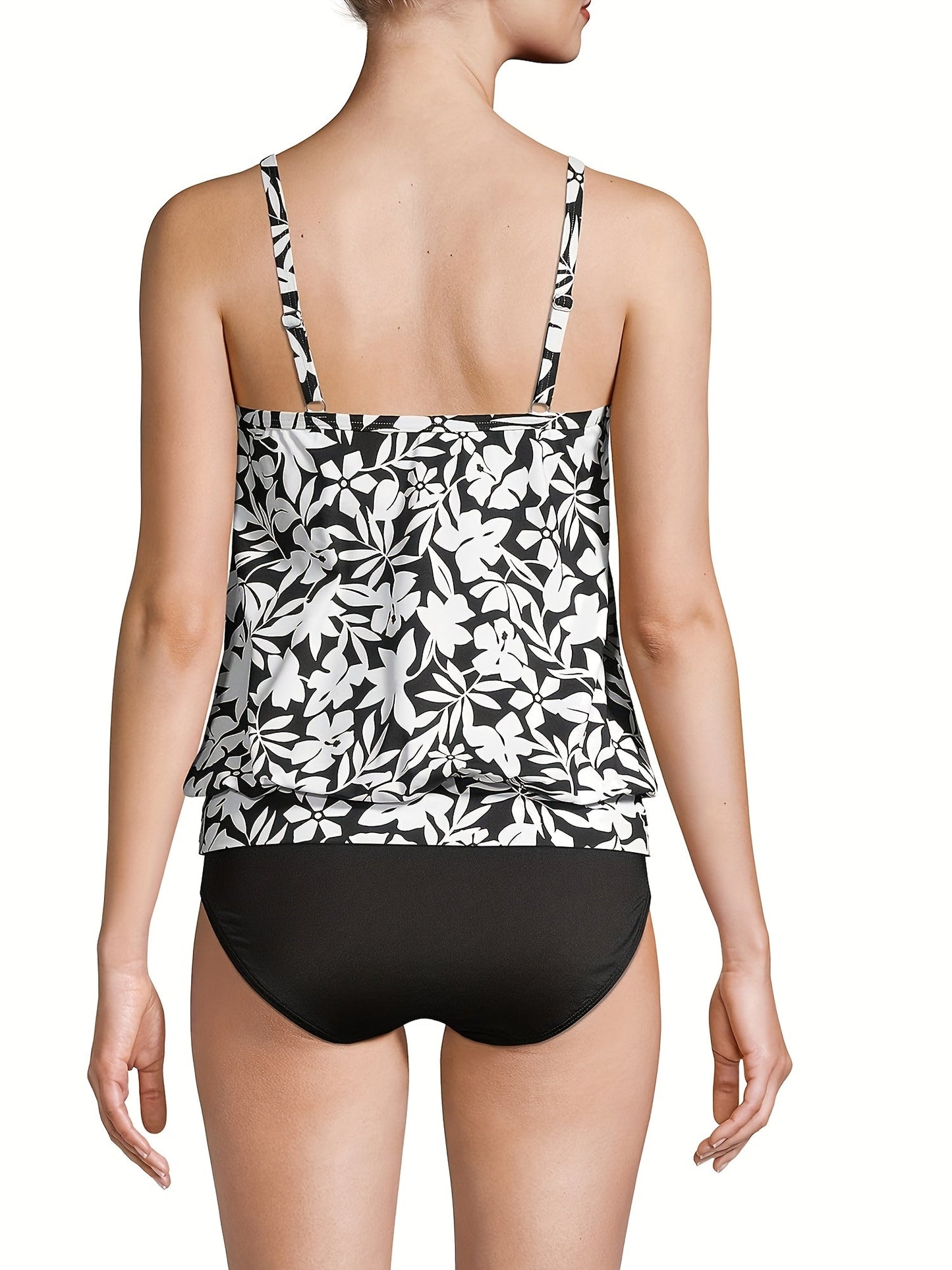 Women's Plus Size Tankini - Floral Print Vacation Style 12 detail view