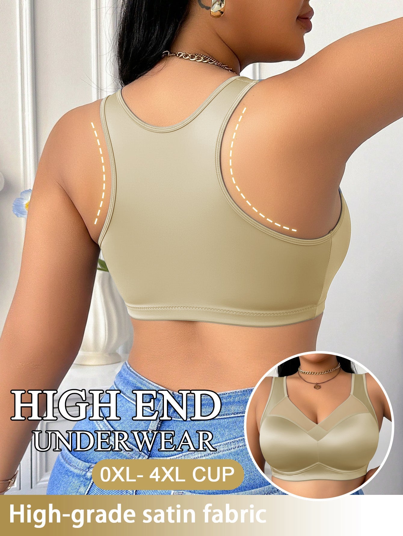Women’s Plus Size Wireless Seamless Bra - Soft Everyday Support – Royal Blue Colorway 05317 detail view
