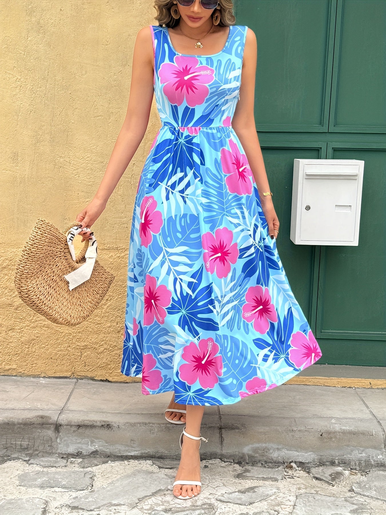 Women's Printed A-Line Dress – Sleeveless detail view