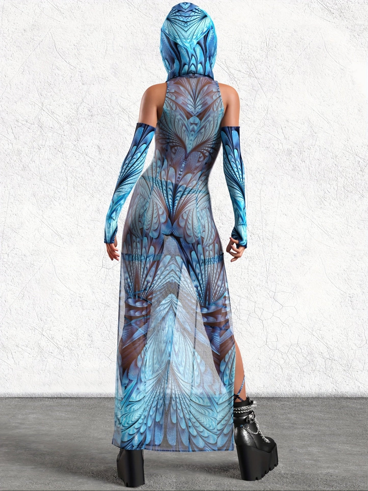 Women's Printed Maxi Casual Dress - Cutout detail view