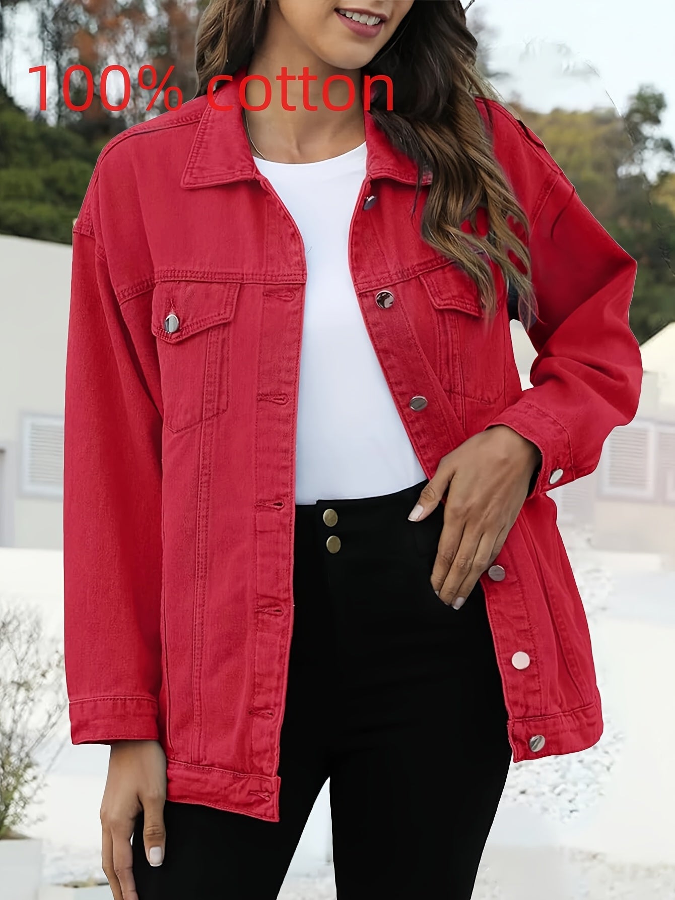 Women's Relaxed Denim Button-Front Jacket – Sizes XS–XXL detail view